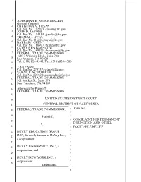 Filed Suit Against the Operators of Devry University