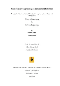 Requirement Engineering in Component Selection