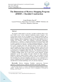 The Dimensions of Mystery Shopping Program (DMSP) - Checklist Construction