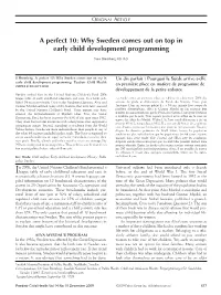 Why Sweden Comes out on Top in Early Child Development Programming