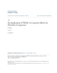 An Application of TRIAC to Capacitor Motor for Hermetic Compressor K