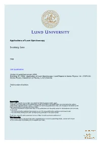 Applications of Laser Spectroscopy Svanberg, Sune