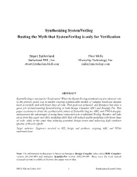 Busting the Myth That Systemverilog Is Only for Verification