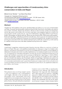 Challenges and Opportunities of Transboundary Rhino Conservation