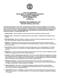 Minimum Requirements for Motor Vehicle Auction