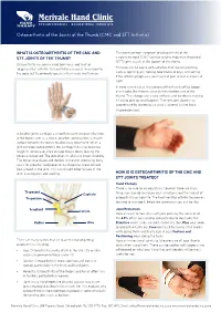 Osteoarthritis of the Joints of the Thumb (CMC and STT Arthritis)
