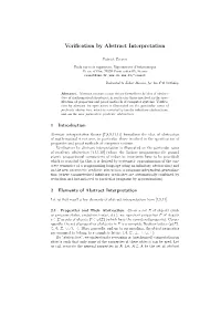 Verification by Abstract Interpretation