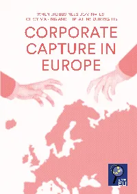 Corporate Capture 1 2 Published in September 2018 by the Alliance for Lobbying Transparency and Ethics Regulation in the EU (ALTER-EU)