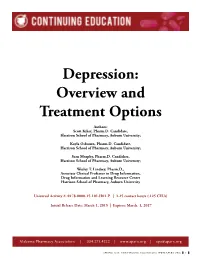 Depression: Overview and Treatment Options