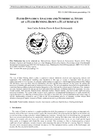 Fluid Dynamics Analysis and Numerical Study of a Fluid Running Down a Flat Surface