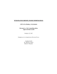 Investigation Report and Recommendations