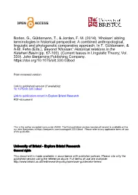 Khoisan’ Sibling Terminologies in Historical Perspective: a Combined Anthropological, Linguistic and Phylogenetic Comparative Approach