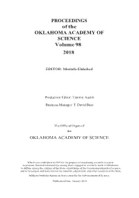 PROCEEDINGS of the OKLAHOMA ACADEMY of SCIENCE Volume 98 2018