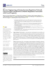 Reverse Engineering of Ewing Sarcoma Regulatory Network Uncovers PAX7 and RUNX3 As Master Regulators Associated with Good Prognosis