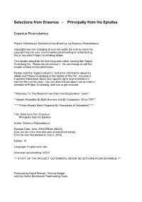 Selections from Erasmus - Principally from His Epistles