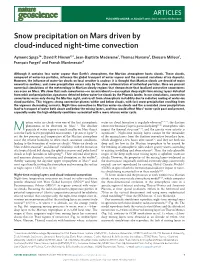 Snow Precipitation on Mars Driven by Cloud-Induced Night-Time Convection