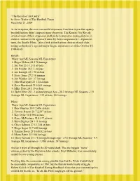 “The Royals of Sir Cedric” by Steve Treder of the Hardball Times December 21, 2004