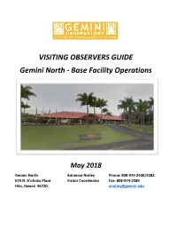 VISITING OBSERVERS GUIDE Gemini North - Base Facility Operations