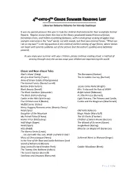 4Th-Into-5Th Grade Summer Reading List