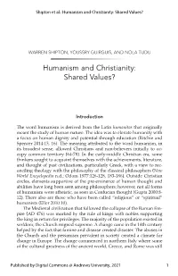 Humanism and Christianity: Shared Values?