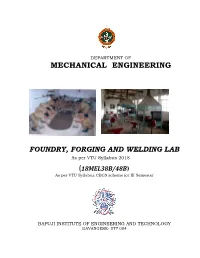 Mechanical Engineering Foundry, Forging and Welding