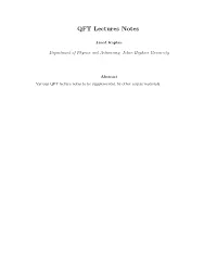 Quantum Field Theory Notes