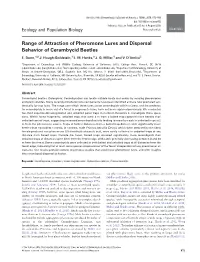 Range of Attraction of Pheromone Lures and Dispersal Behavior of Cerambycid Beetles