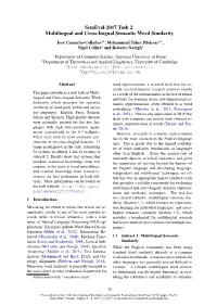 Semeval-2017 Task 2: Multilingual and Cross-Lingual Semantic Word Similarity