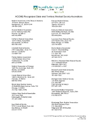 ACCME Recognized State and Territory Medical Society Accreditors