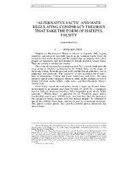 "Alternative Facts" and Hate: Regulating Conspiracy Theories That Take The
