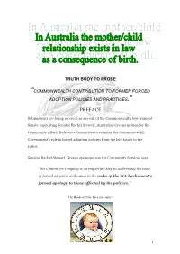 Commonwealth Contribution to Former Forced Adoption Policies and Practices.”