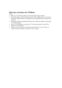 Directory Structure for CD-Rom