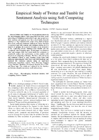 Empirical Study of Twitter and Tumblr for Sentiment Analysis Using Soft Computing Techniques