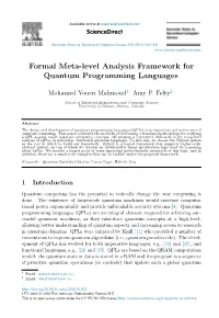 Formal Meta-Level Analysis Framework for Quantum Programming Languages