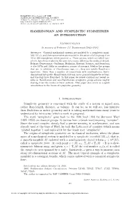 Hamiltonian and Symplectic Symmetries: an Introduction