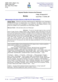 Regional Weather Inference and Forecast Meteorological Analysis