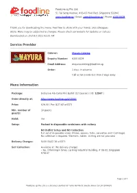Service Provider Menu Information