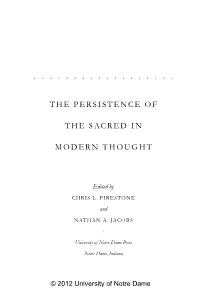 The Persistence of the Sacred in Modern Thought