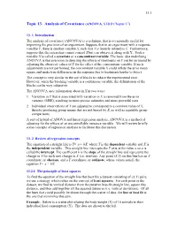 Topic 13. Analysis of Covariance (ANCOVA, ST&D Chapter