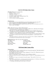 WWI Study Guide: Causes