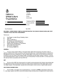 1 Pirbright WOKING Surrey GU24 OQQ Ref: Telephone [MOD]: Facsimile [MOD]: E-Mail: See Distribution Mar 2020 ASH SMALL ARMS RANG