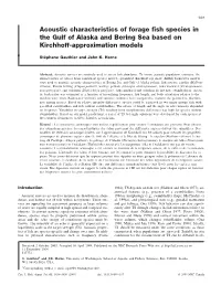 Acoustic Characteristics of Forage Fish Species in the Gulf of Alaska and Bering Sea Based on Kirchhoff-Approximation Models