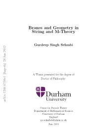 Branes and Geometry in String and M-Theory