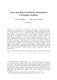 Cause and Effect in Political Polarization: a Dynamic Analysis*