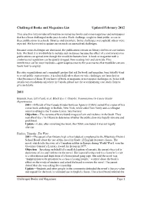 Challenged Books and Magazines List Updated February 2012 2011