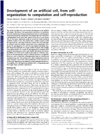 Development of an Artificial Cell, from Self- INAUGURAL ARTICLE Organization to Computation and Self-Reproduction