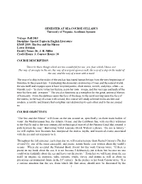 SEMESTER at SEA COURSE SYLLABUS University of Virginia, Academic Sponsor