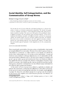 Social Identity, Self-Categorization, and the Communication of Group Norms