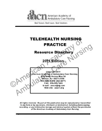 Telehealth Nursing Practice Resource Directory Sample Pages