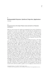 Biodegradable Polyesters: Synthesis, Properties, Applications Chi Zhang